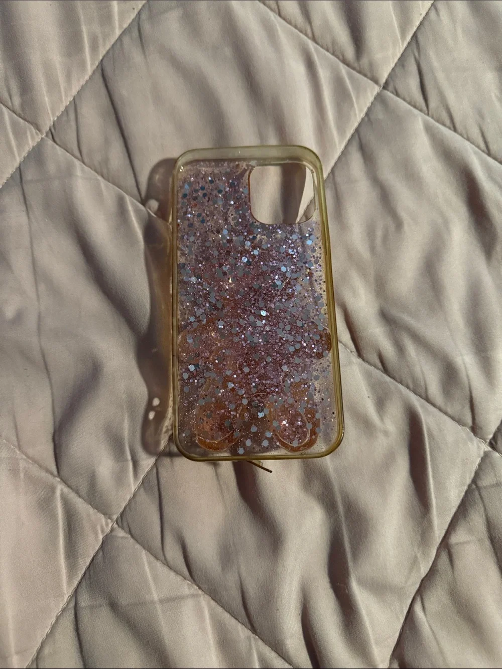 3D Pink Glitter Teddy Bear Phone Case for iPhone